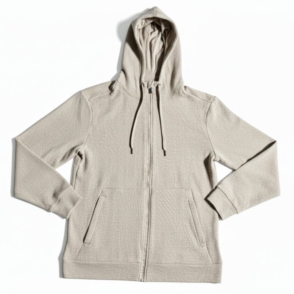 R.O.W. (Right of Way) Men's Full-Zip Textured Hooded Jacket Tan Medium NEW